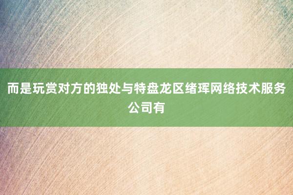 而是玩赏对方的独处与特盘龙区绪珲网络技术服务公司有
